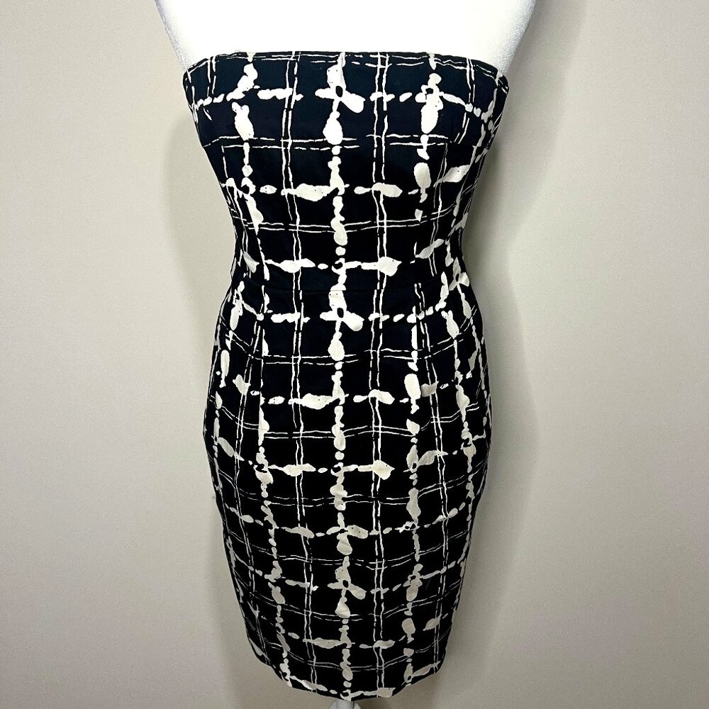 Express Abstract Pattern Strapless Dress